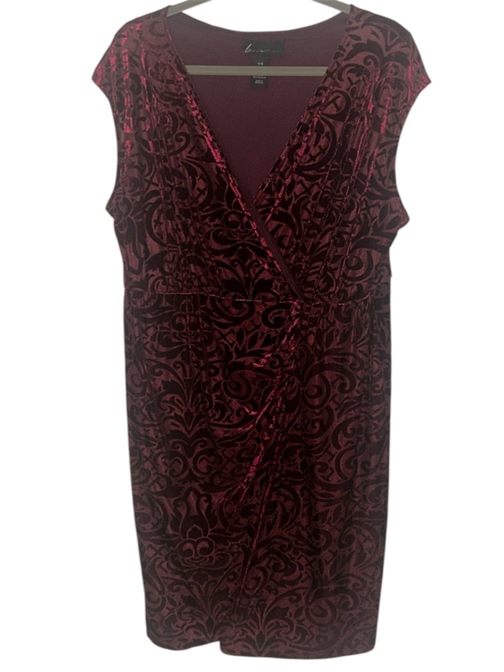 Lane Bryant Plus Size Maroon Red Velvet Holiday Party Event Cocktail Dress 14/16